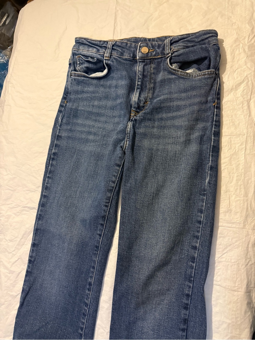 Zara Women's Mid Blue Straight-Leg Jeans